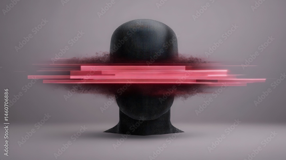 Poster abstract ai face digital human data stream cyber security