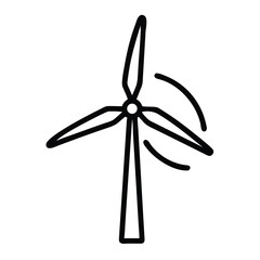 Simple Line Art Icon of a Wind Turbine Generating Power