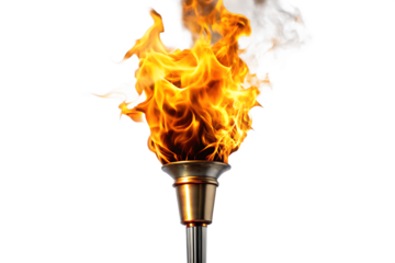 Fiery Torch - Symbol of Tradition and Light , isolated on white background PNG