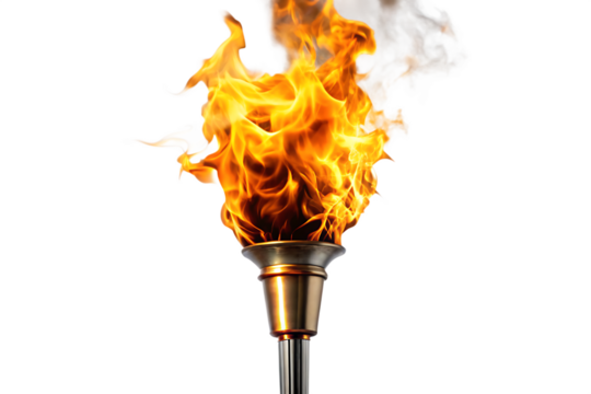 Fiery Torch - Symbol of Tradition and Light , isolated on white background PNG
