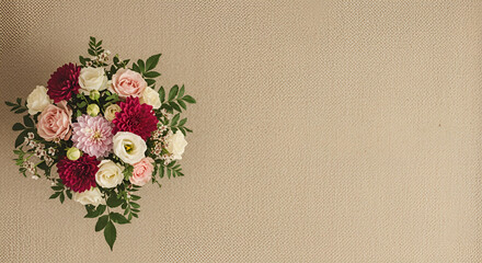 Bouquet of flowers on a vintage background with copy space