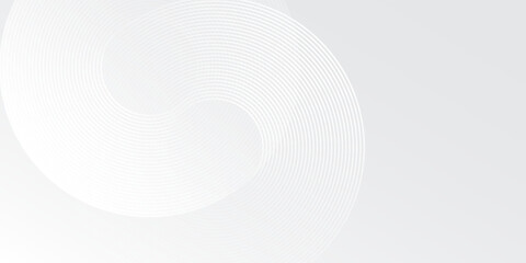 Design white glowing geometric lines on gray background. Modern shiny blue circle lines simple