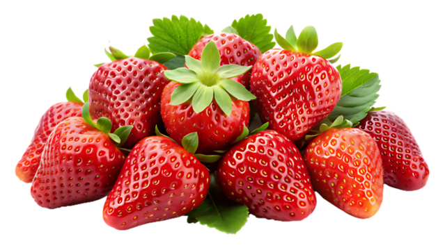 set of strawberries isolated on transparent background - Powered by Adobe