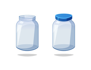 Empty glass jar vector isolated on white background.