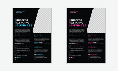 Corporate business flyer template design, Corporate business cover and back page a4 flyer design template for print, poster flyer pamphlet brochure cover design layout space for photo background,