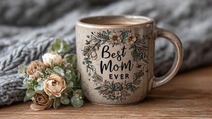 Mother s Day Gift  Floral Best Mom Mug  Coffee Cup  Cozy  Flowers  Spring