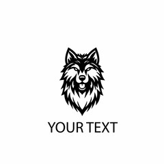 Wolf Head Logo – Monochrome Wild Animal Vector on Isolated White Background