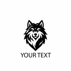Fototapeta premium Wolf Head Logo – Monochrome Wild Animal Vector on Isolated White Background