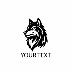 Wolf Head Logo – Monochrome Wild Animal Vector on Isolated White Background