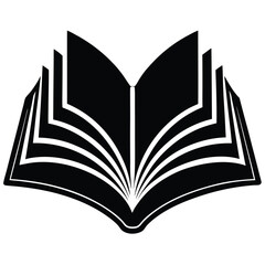 Abstract Black and White Open Book Icon Illustration