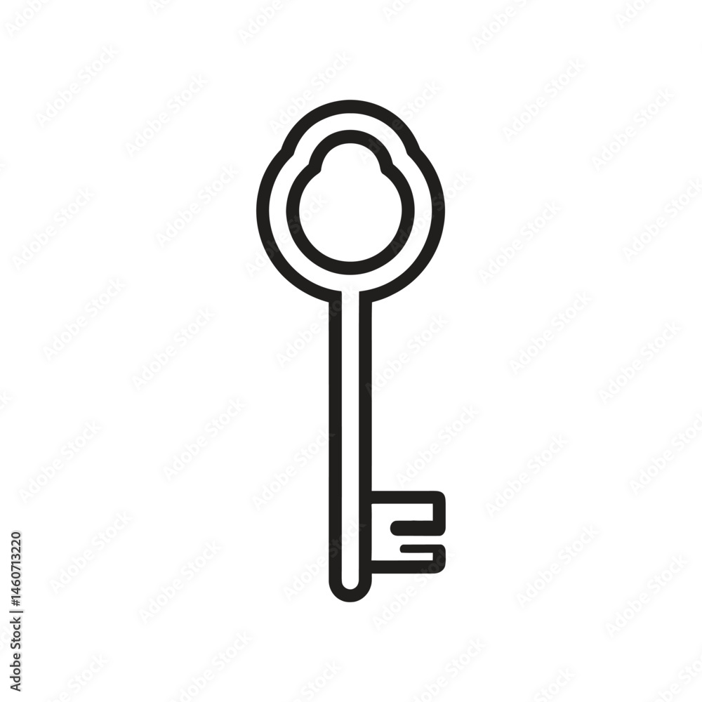 Aufkleber minimalist outline key design on transparent background security access unlock