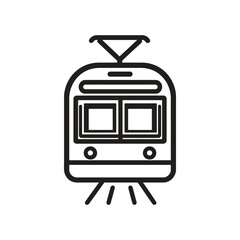 Minimalist Outline of a Train, Urban Transportation Icon with Transparent Background