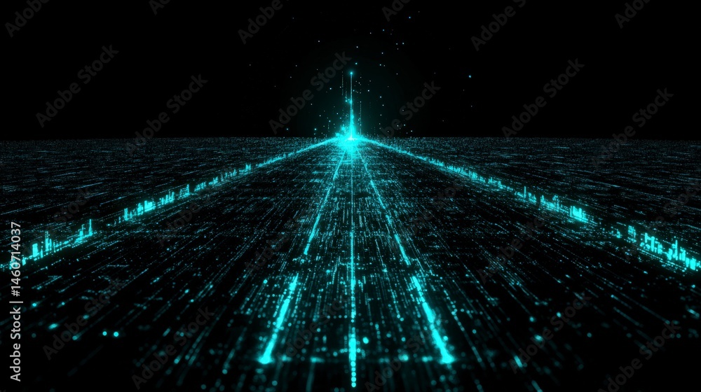 Aufkleber futuristic digital highway abstract 3d data stream background