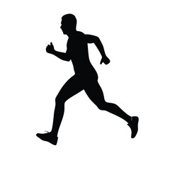 Silhouette of a Man Running Energetically Outdoors