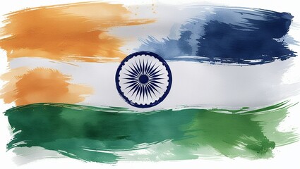 Celebrate the spirit of India with this beautifully designed watercolor-style Indian flag illustration. Featuring the iconic Ashoka Chakra in the center, this artistic representation captures the esse