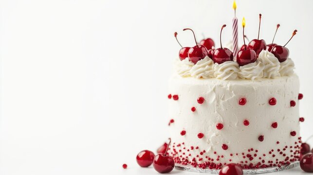 Delicious cherry birthday cake