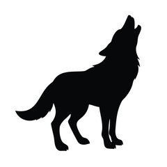 Black Silhouette of a Howling Wolf in Profile View