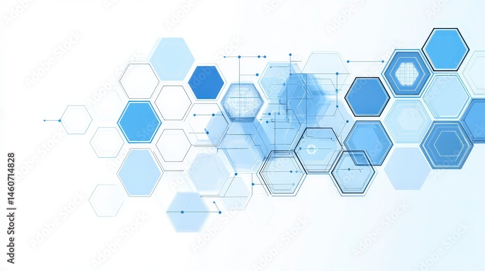 Poster abstract hexagon network tech medical science background
