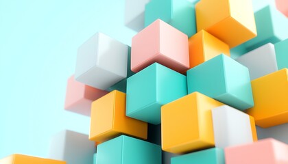 Obraz premium Colorful, stacked, geometric cubes