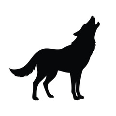 Black Silhouette of a Howling Wolf in Profile View
