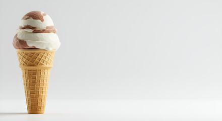 Ice cream cone isolated in white background with copy space
