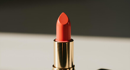 Red lipstick on aesthetic background with copy space
