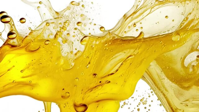 Vibrant Yellow Liquid Splash Abstract Energy and Movement in Fluid Patterns and Textures, Showcasing Brightness and Dynamic Fluidity.