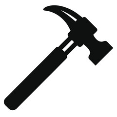 Simple Black Silhouette of a Claw Hammer Tool