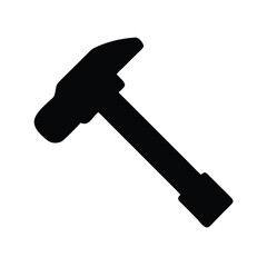 Simple Black Silhouette Icon of a Claw Hammer Tool