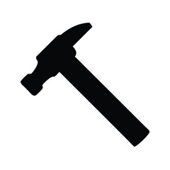 Simple Black Silhouette of a Claw Hammer Tool Icon