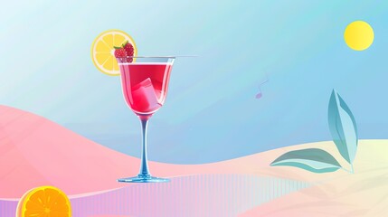 Music Festival Cocktail Background: Dazzling Mixology Ignites the Rhythm, Sketching a Psychedelic Feast of the Interweaving of Cocktails and Music Revelry