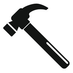 Simple Black Hammer Icon Construction Tool Graphic