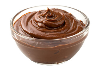 glass Bowl of sweet chocolate paste or sauce isolated on transparent background Generative Ai.
