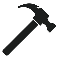 Simple Black Silhouette of a Claw Hammer Tool Icon