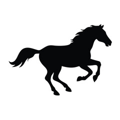 Black Silhouette of a Horse Galloping Dynamically