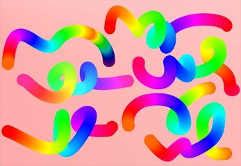 Vibrant and smooth neon light trail in a spiral shape against a dark black background. The glowing line transitions through a spectrum of colors, including red, pink, purple, blue, cyan, green, and ye