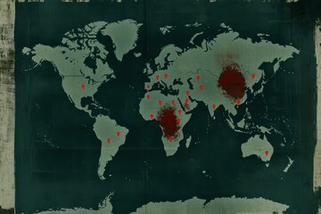 World map with infected regions