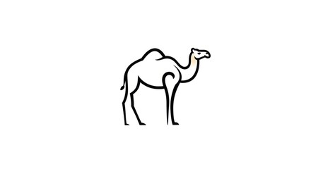 Line Art Illustration Of A White Camel On A White Background