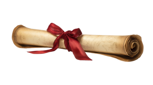 Prayer Scroll with Ribbon Tied ? Isolated on White Background