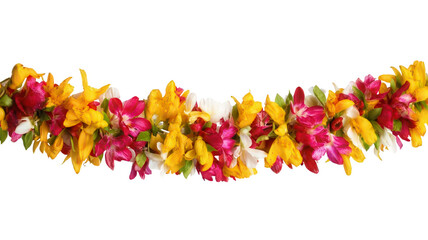 Sacred Flower Garland for Offering Isolated on White Transparent Background