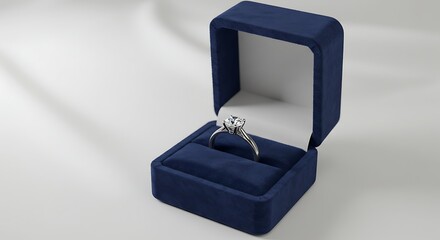 A Promise in Sapphire: Three-Stone Ring in Velvet Presentation AI Generated