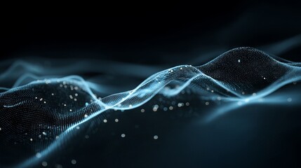 Futuristic dynamic point wave background with flowing digital lines and abstract connections in 3d rendering, representing artificial intelligence and big data technology