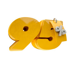 3d render 95 percentage font yellow