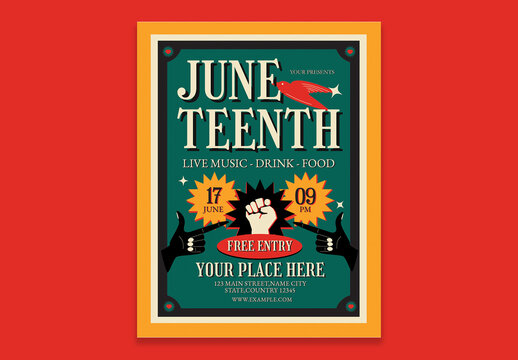 Green Vintage Aesthetic Juneteenth Flyer Layout
