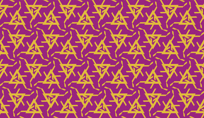 Curved line in triangles style. Vector illustration. Purple orange color. For interior wallpaper, smart design, fashion print. Seamless