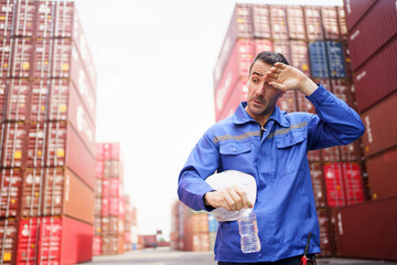 The image represents rest during labor, hydration, and the industrial logistics environment.