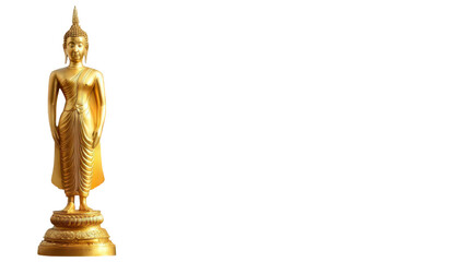 Standing Golden Buddha Statue with Transparent Background