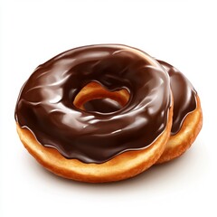 Obraz premium Two chocolate-glazed donuts stacked (2)