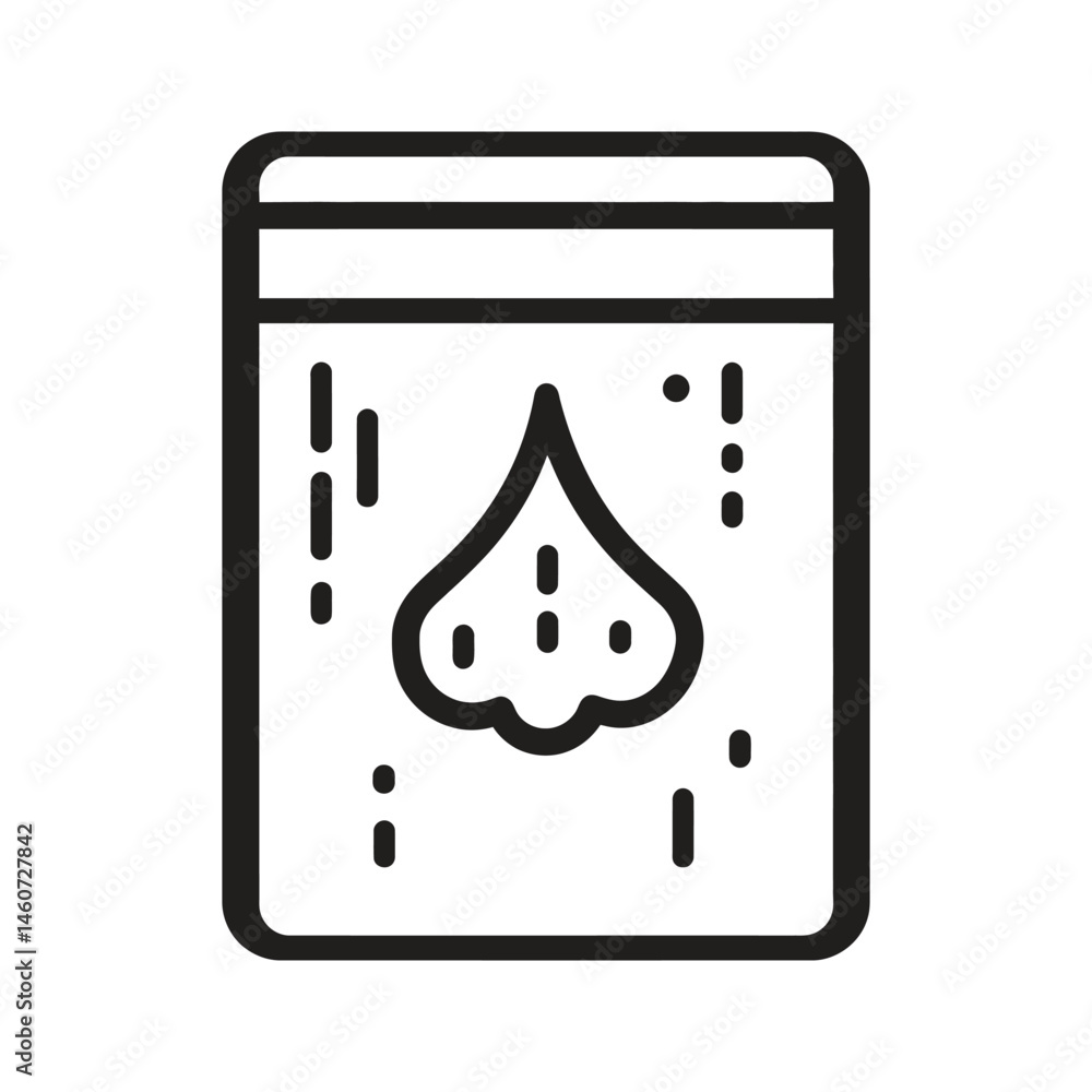 Poster minimalist rectangular icon with garlic bulb design on white background with black border