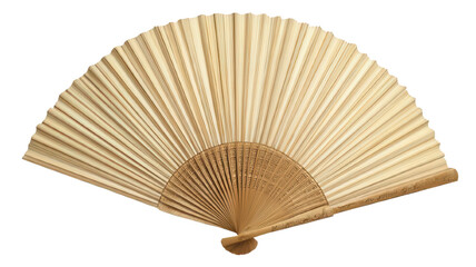 Traditional Talapatra Fan for Buddhist Rituals Isolated on White Background